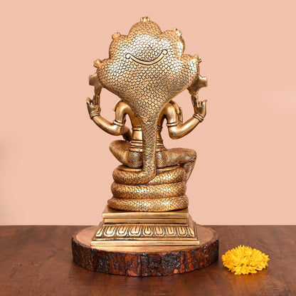 Brass Superfine Sitting Lord Vishnu Idol (14 Inch)