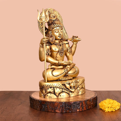 Brass Lord Shiva Idol (12.5 Inch)