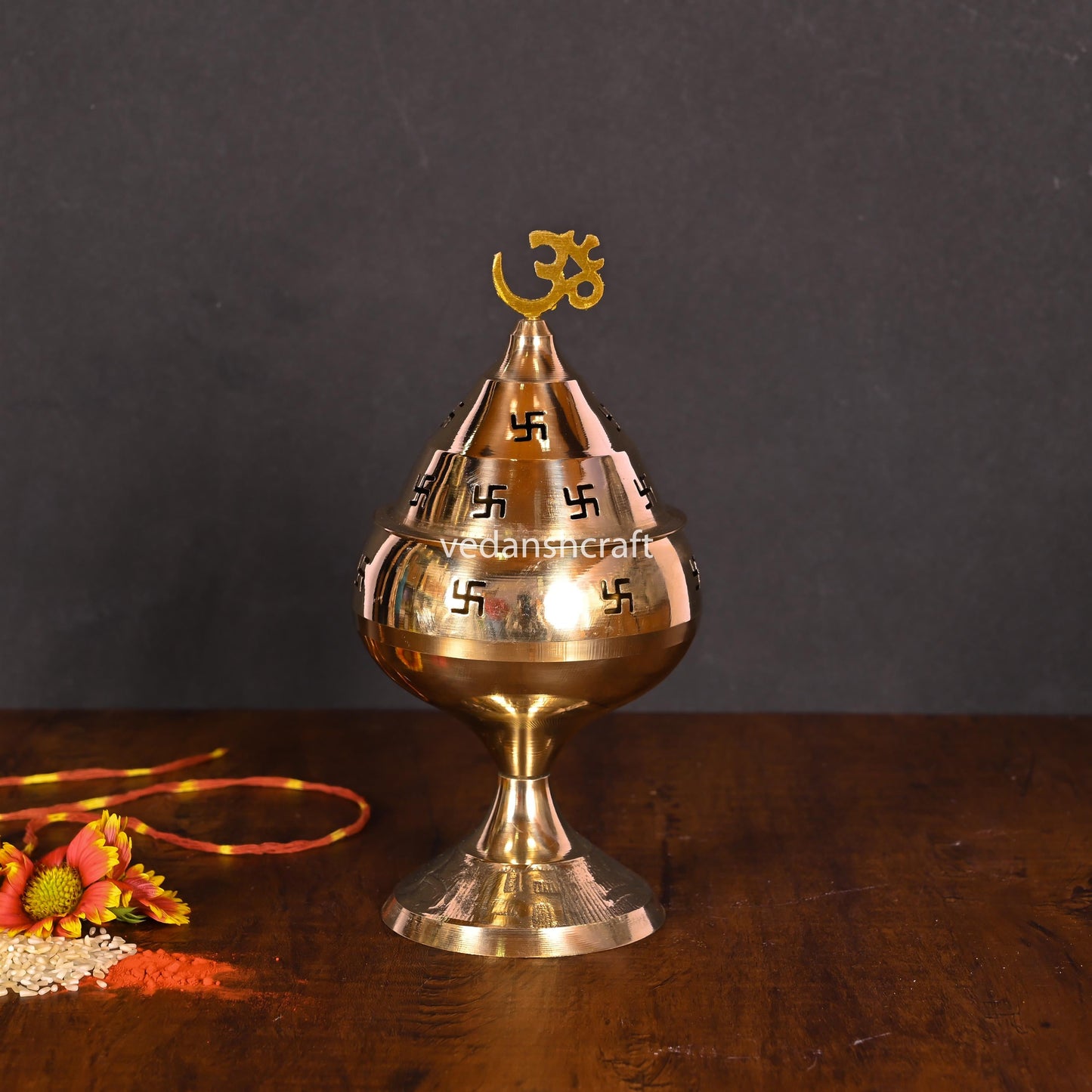 Brass Elegant Akhand Diya With Swastik Design