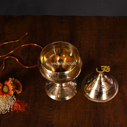 Brass Elegant Akhand Diya With Swastik Design