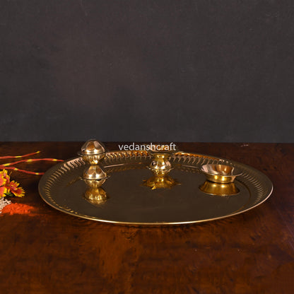 Brass Traditional Pooja Thali (9.5 Inch)