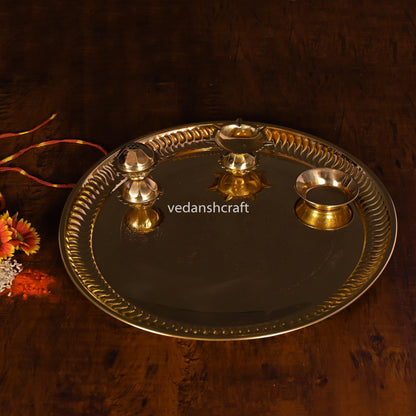 Brass Traditional Pooja Thali (9.5 Inch)