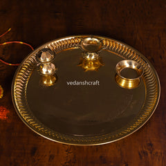 Brass Traditional Pooja Thali (9.5 Inch)
