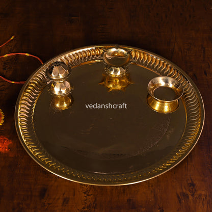 Brass Traditional Pooja Thali (9.5 Inch)