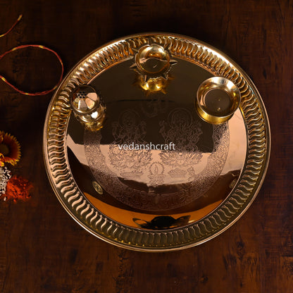 Brass Traditional Pooja Thali (9.5 Inch)