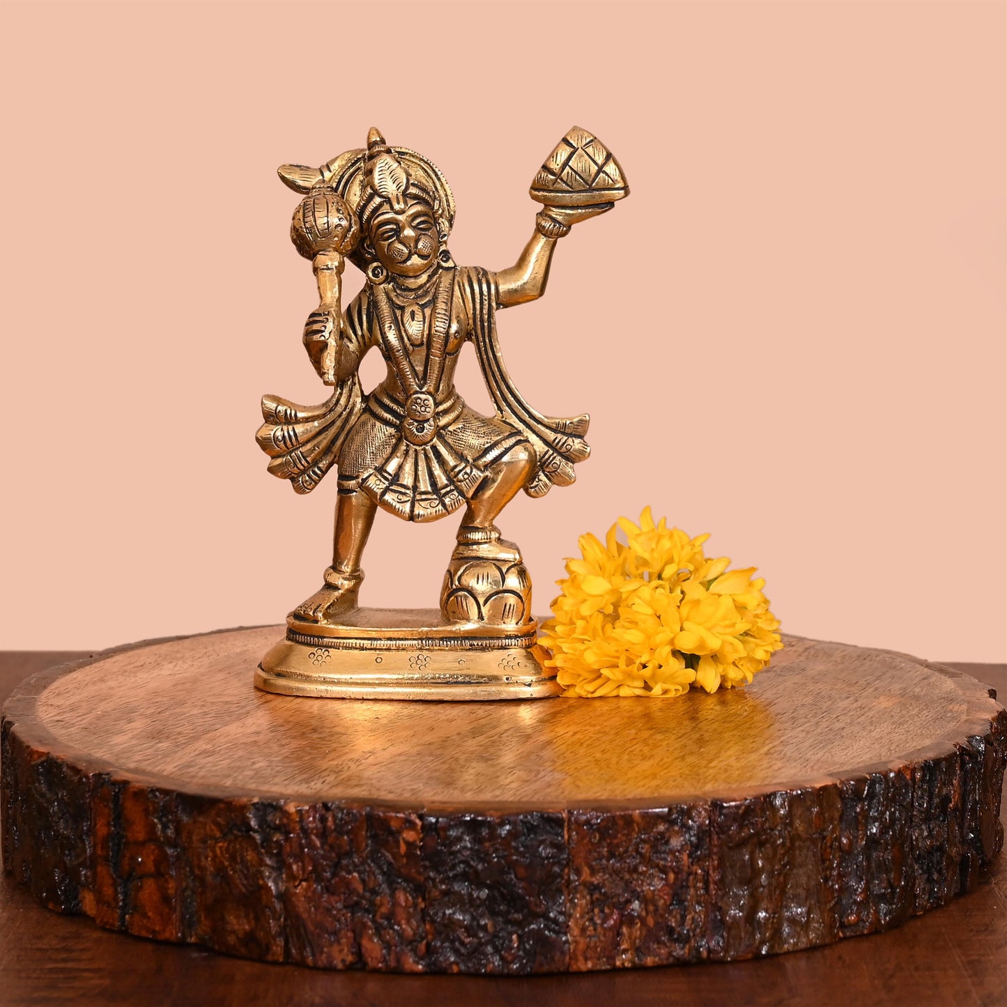 Brass Lord Hanuman With Sanjeevani Parvat (5.5 Inch)