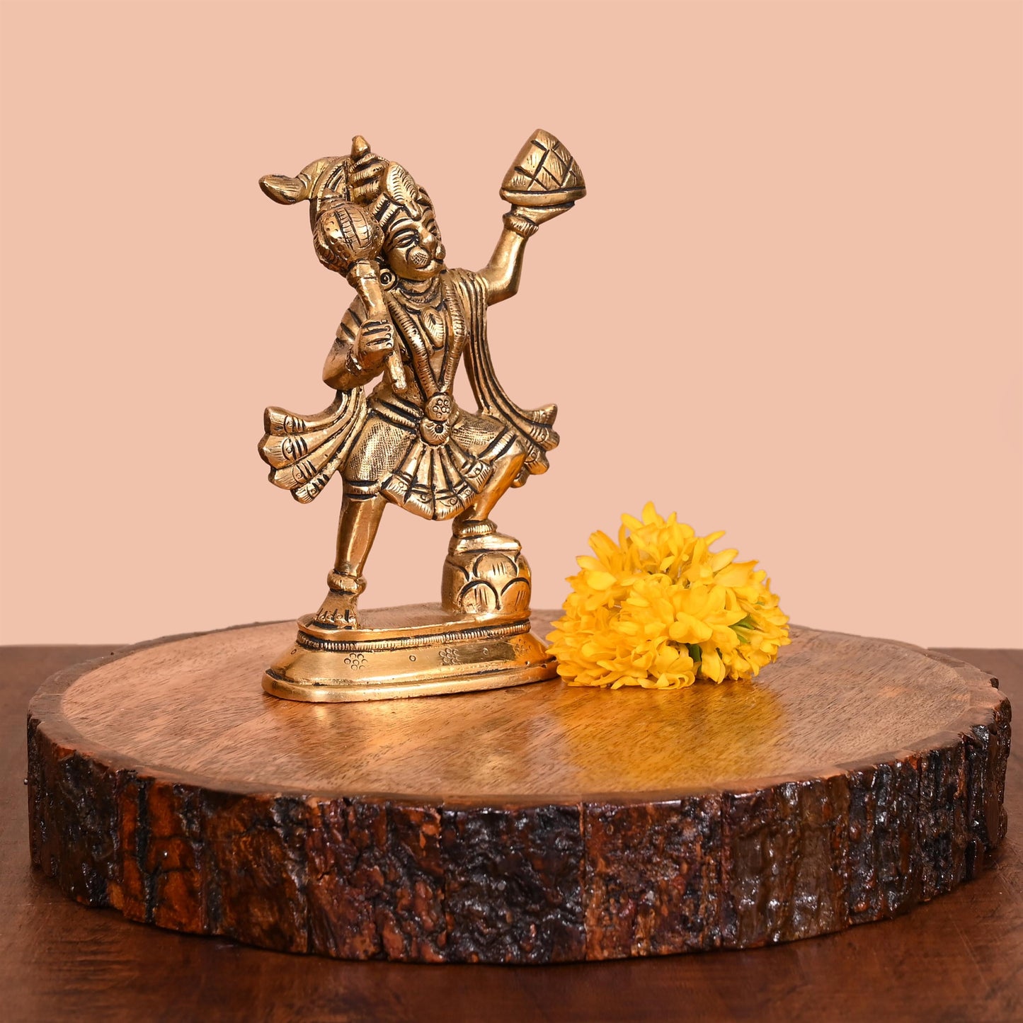 Brass Lord Hanuman With Sanjeevani Parvat (5.5 Inch)