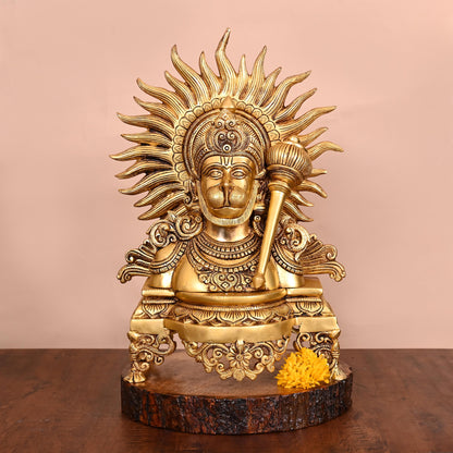 Brass Lord Hanuman Bust (14.5 Inch)