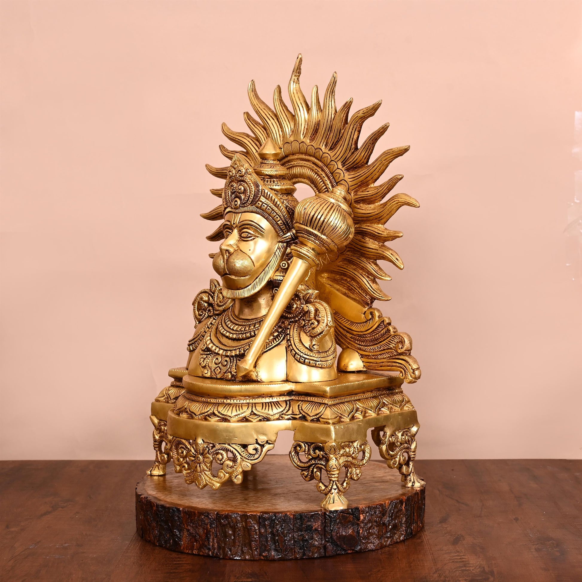 Brass Lord Hanuman Bust (14.5 Inch)