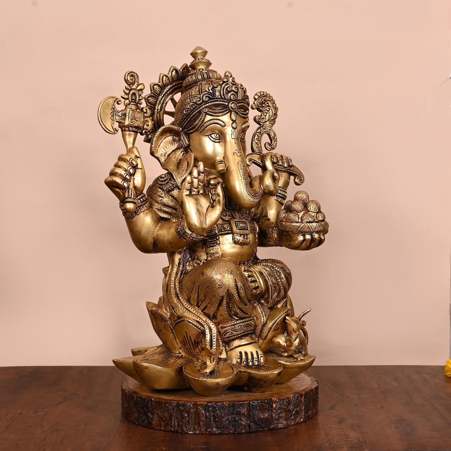 Brass Lotus Ganesha Statue (17 Inch)