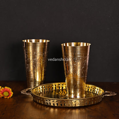 Brass Round Tray With Handle (15 Inch)