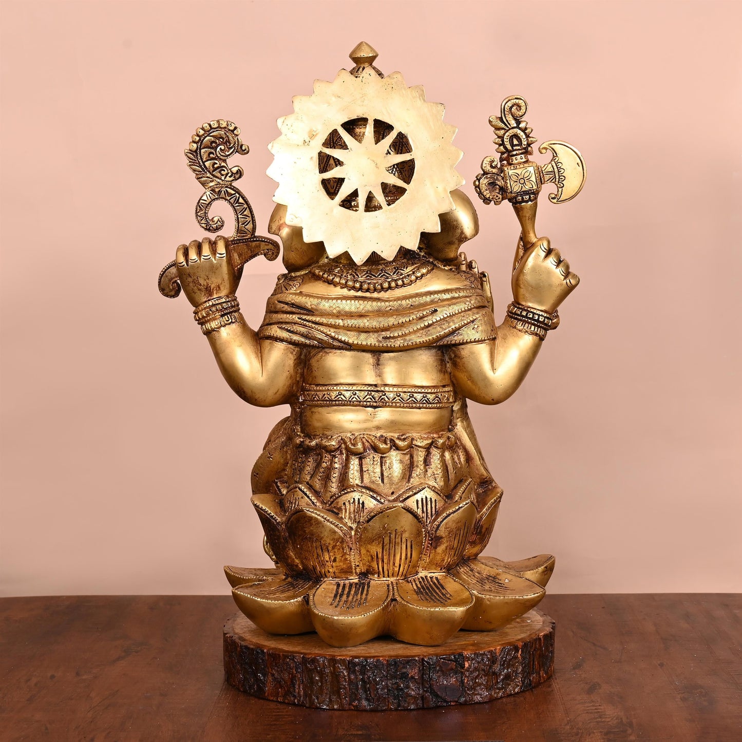 Brass Lotus Ganesha Statue (17 Inch)