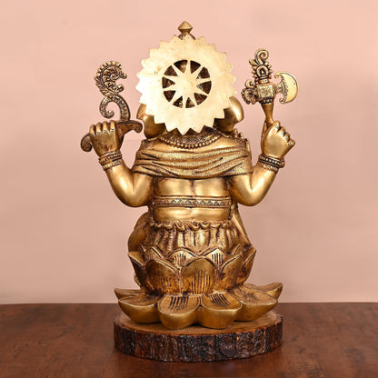 Brass Lotus Ganesha Statue (17 Inch)