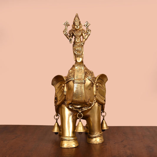 Brass Lord Balaji On Elephant Statue (17 Inch)