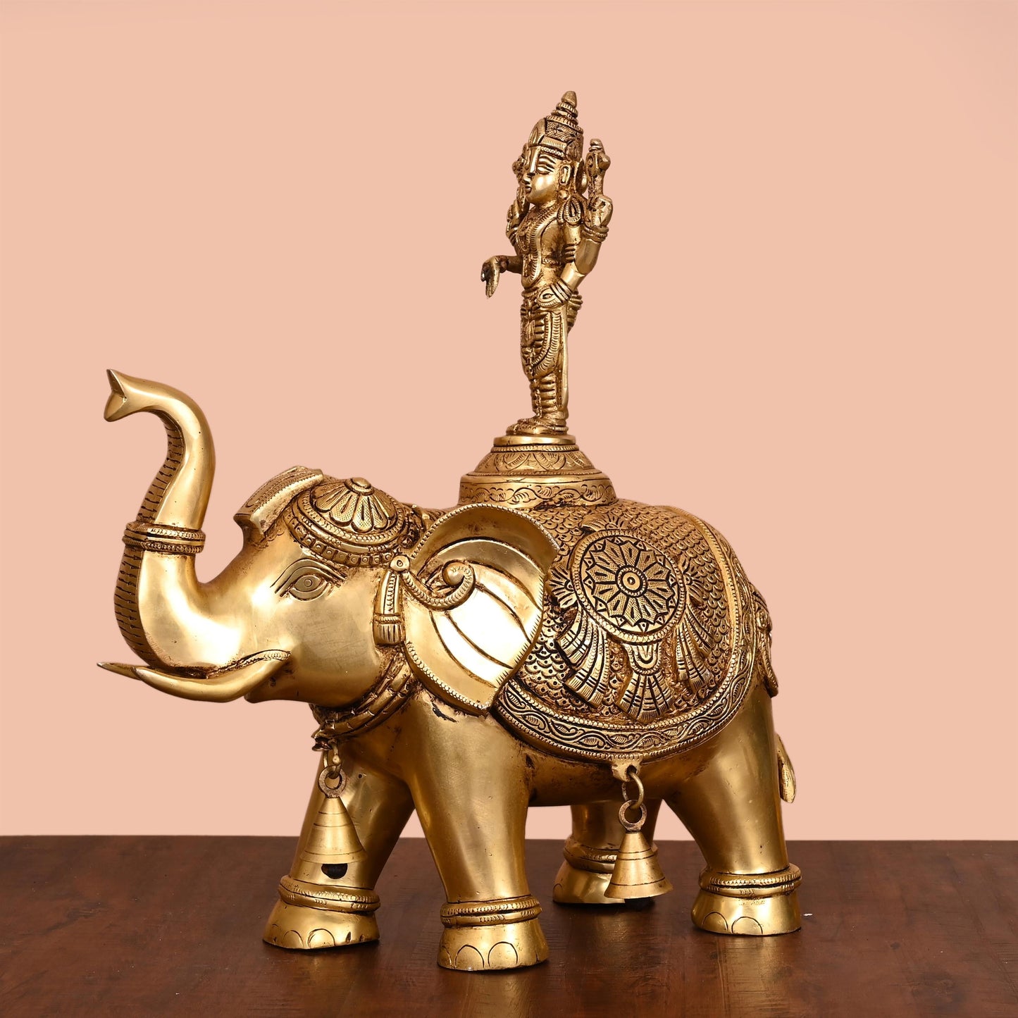 Brass Lord Balaji On Elephant Statue (17 Inch)