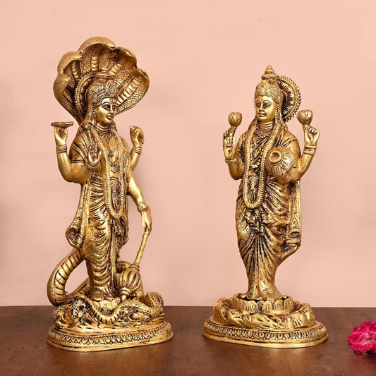 Brass Standing Vishnu Lakshmi Set