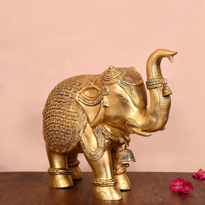 Brass Royal Elephant Statue (16 Inch)