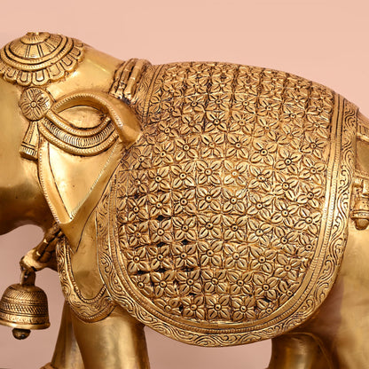Brass Royal Elephant Statue (16 Inch)