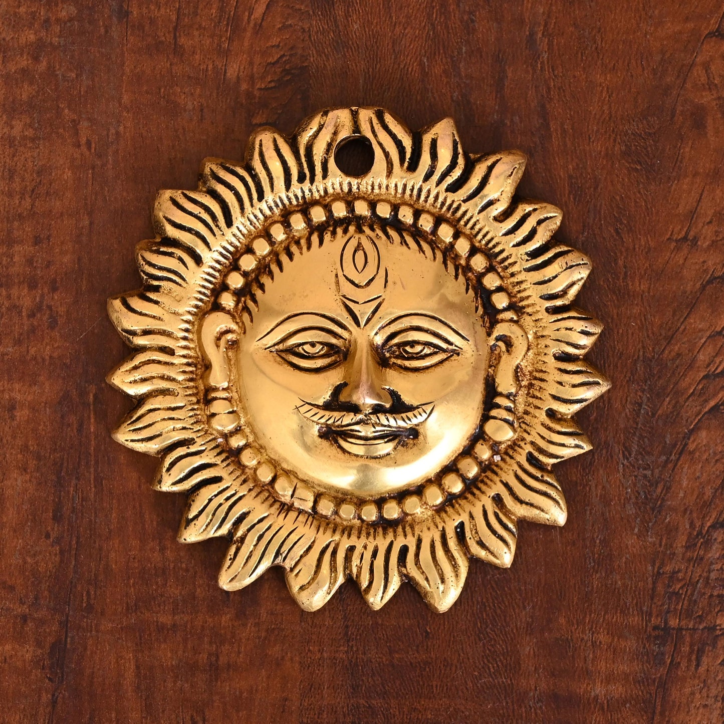 Brass Sun Face Wall Hanging (4.2 Inch)