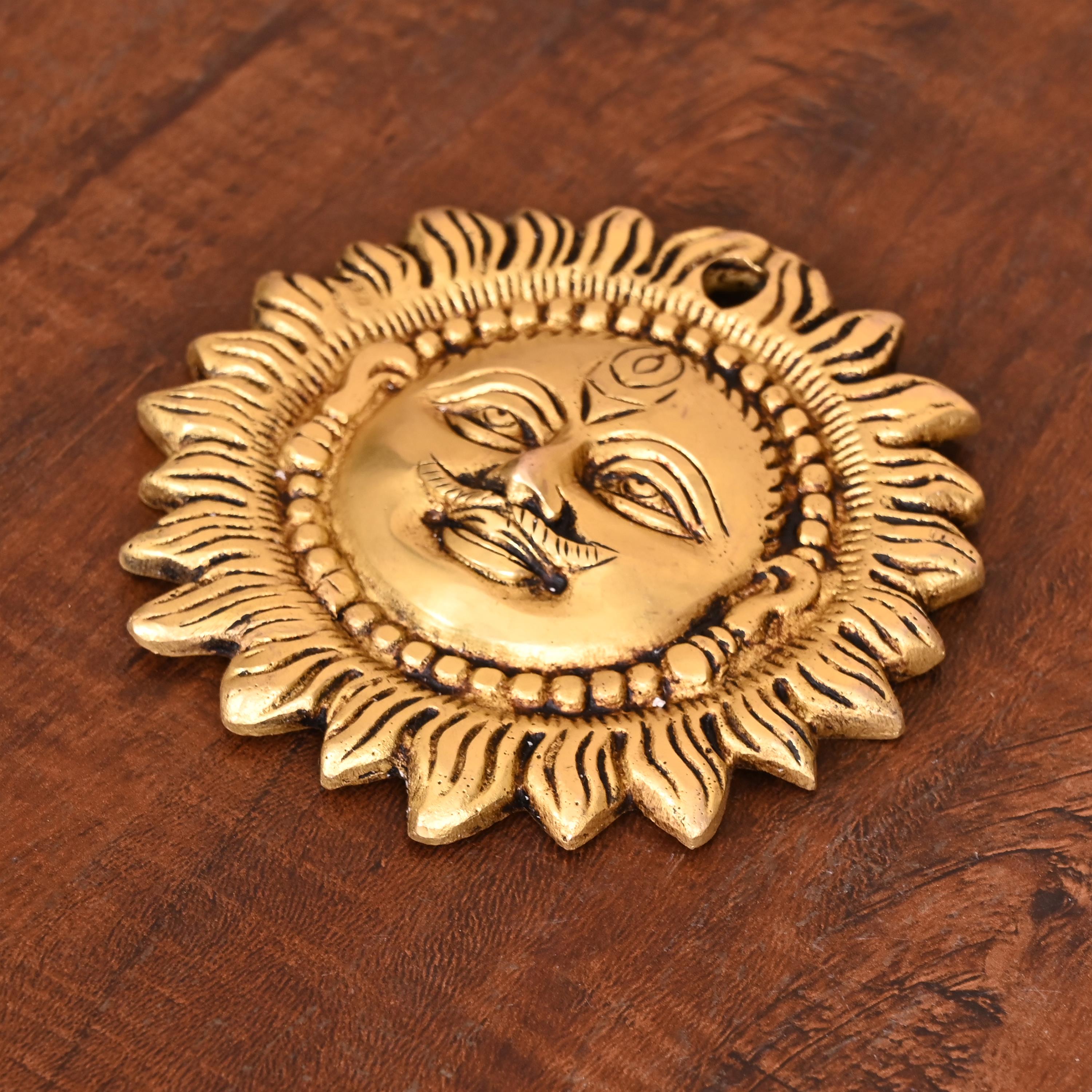 Brass Sun Face Wall Hanging (4.2 Inch)