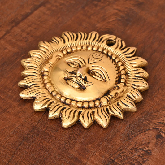 Brass Sun Face Wall Hanging (4.2 Inch)