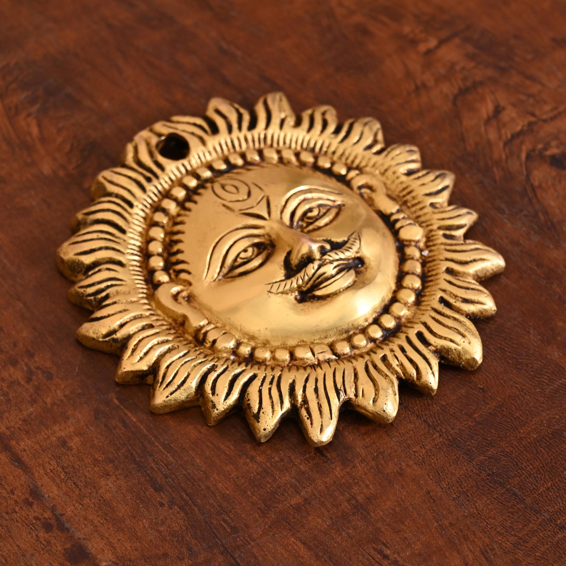 Brass Sun Face Wall Hanging (4.2 Inch)