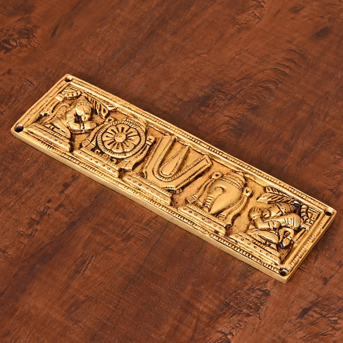 Brass Shankh Chakra Namah Hanuman And Garuda Wall Hanging (2.8 Inch)