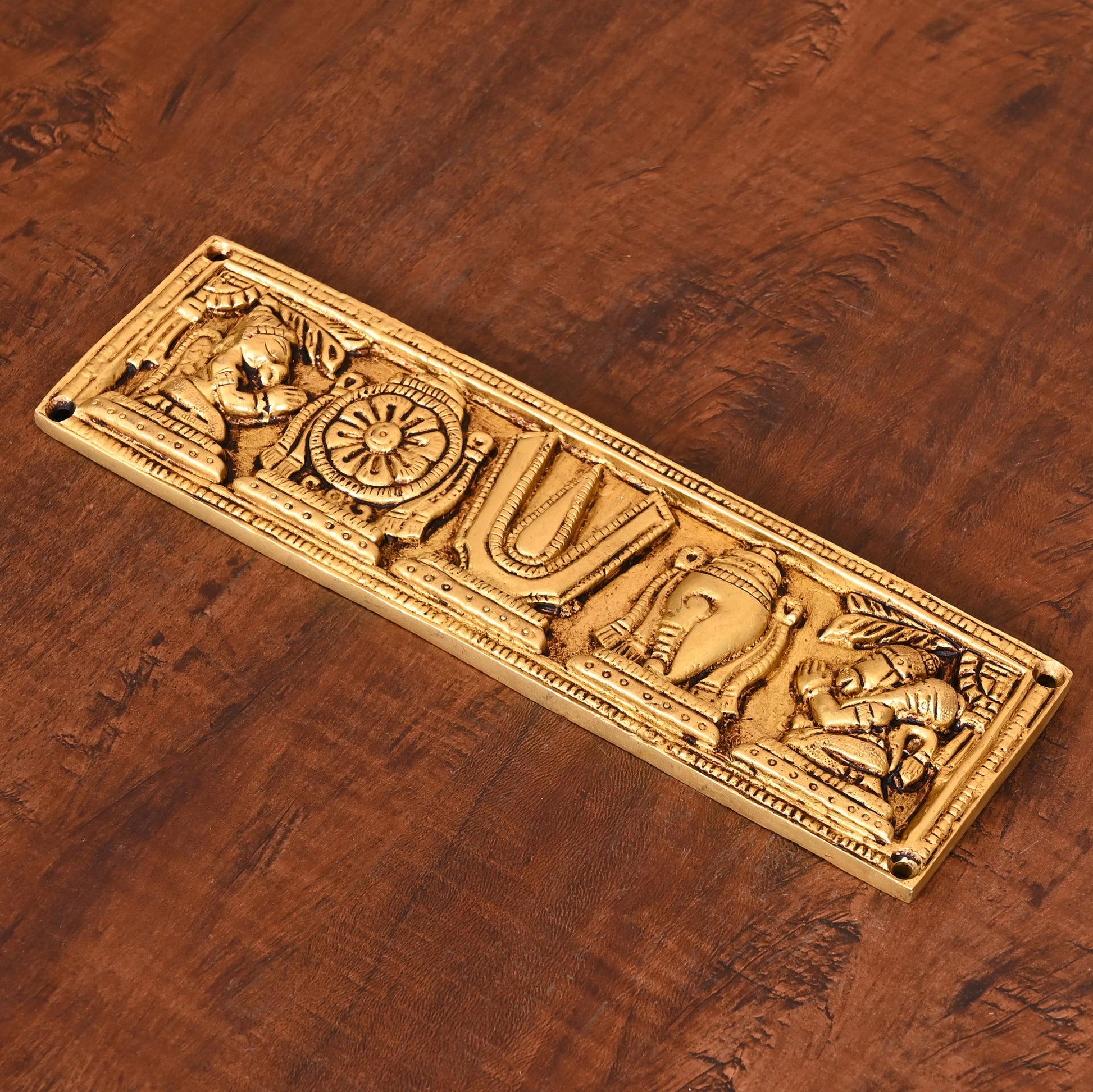 Brass Shankh Chakra Namah Hanuman And Garuda Wall Hanging (2.8 Inch)