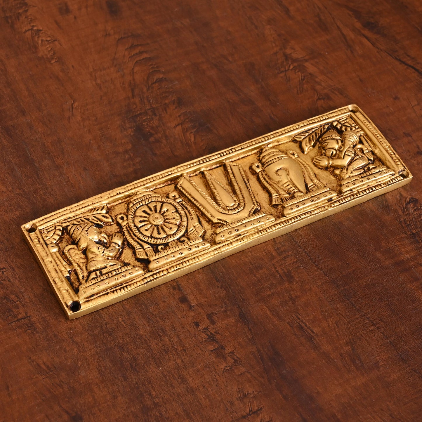 Brass Shankh Chakra Namah Hanuman And Garuda Wall Hanging (2.8 Inch)