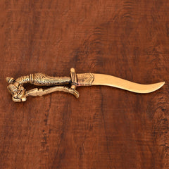 Brass Handcrafted Katar with Velvet Gift Box – Premium Indian Decor (9.5 Inch)