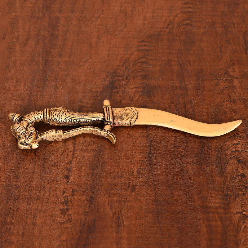 Brass Handcrafted Katar with Velvet Gift Box – Premium Indian Decor (9.5 Inch)