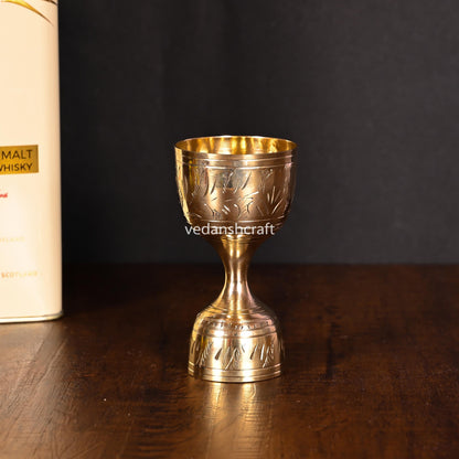 Brass Handcrafted Jigger 30/60ml with Velvet Gift Box (4 Inch)