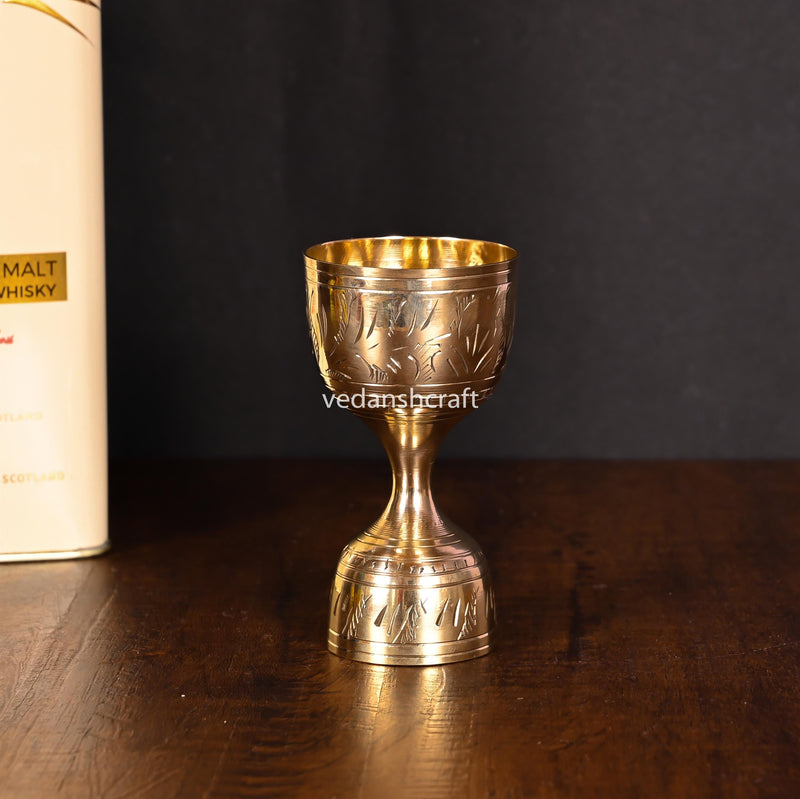 Brass Handcrafted Jigger 30/60ml with Velvet Gift Box (4 Inch)
