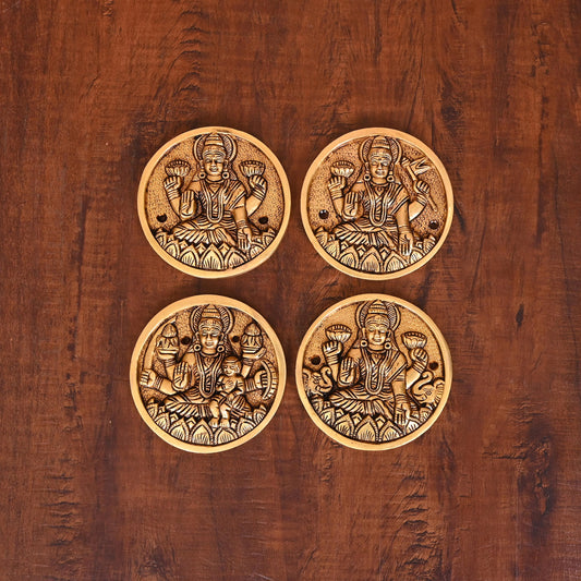 Brass Superfine Ashtalakshmi Wall Hanging Plates Set (3.8 Inch)