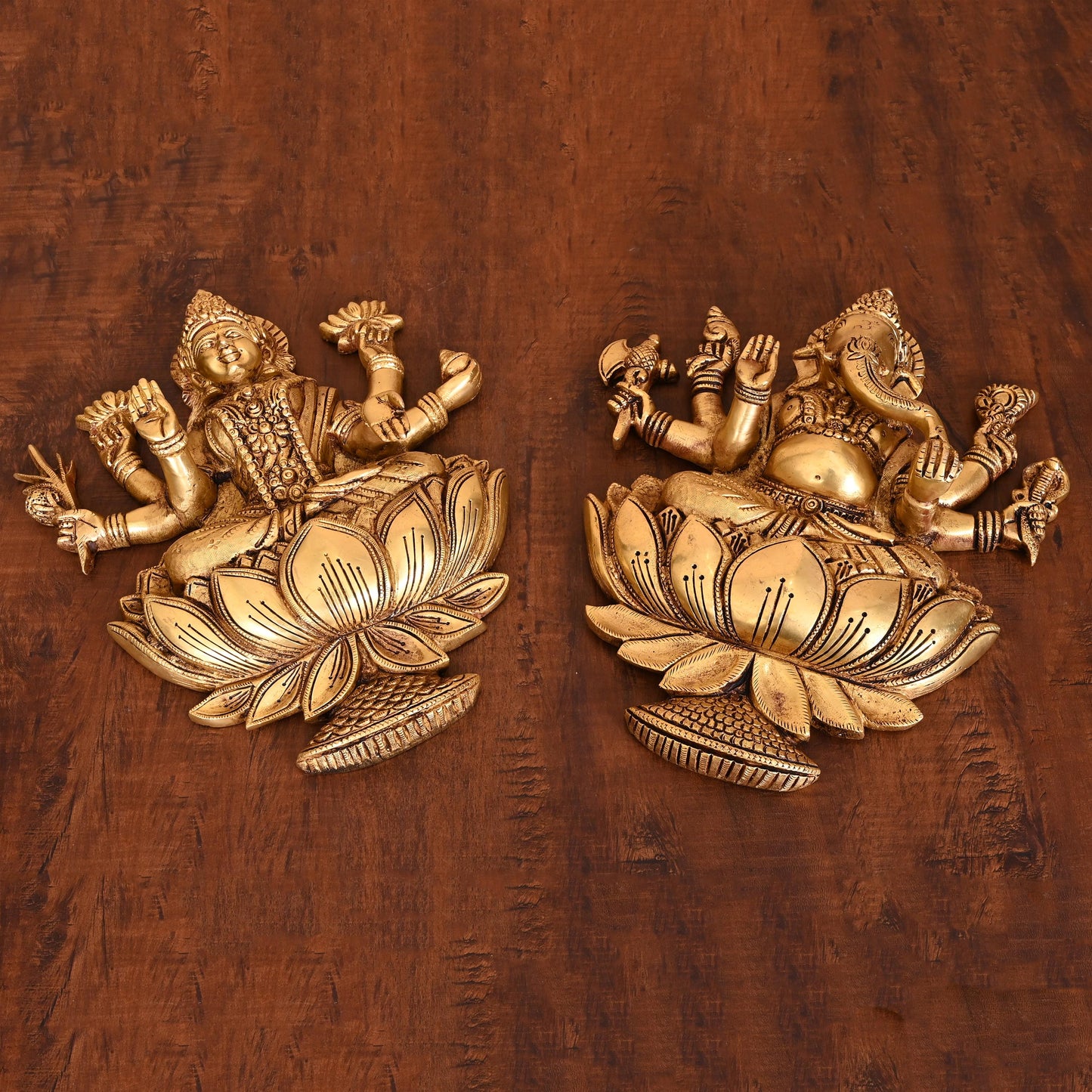 Brass Ganesha Lakshmi Wall Hanging Set (13 Inch)