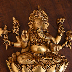 Brass Ganesha Lakshmi Wall Hanging Set (13 Inch)