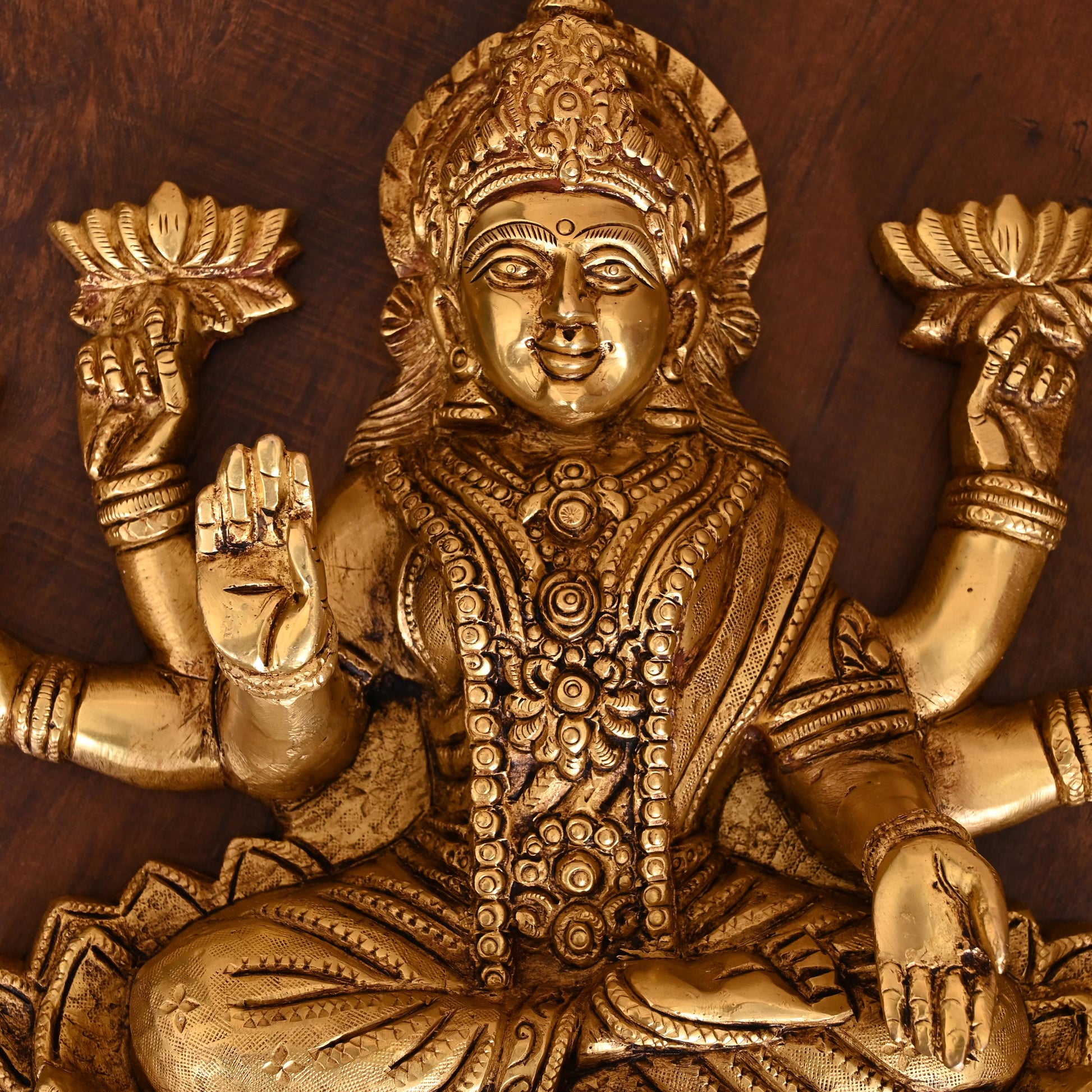 Brass Ganesha Lakshmi Wall Hanging Set (13 Inch)