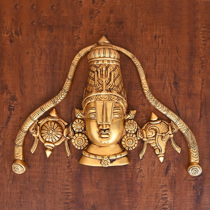 Brass Tirupati Balaji/Venkateshwar Face Wall Hanging (12 Inch)