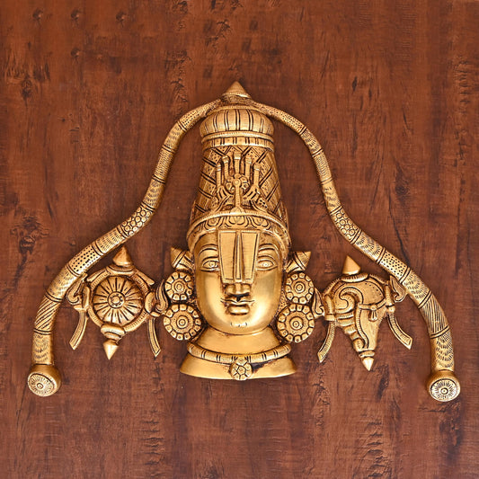 Brass Tirupati Balaji/Venkateshwar Face Wall Hanging (12 Inch)