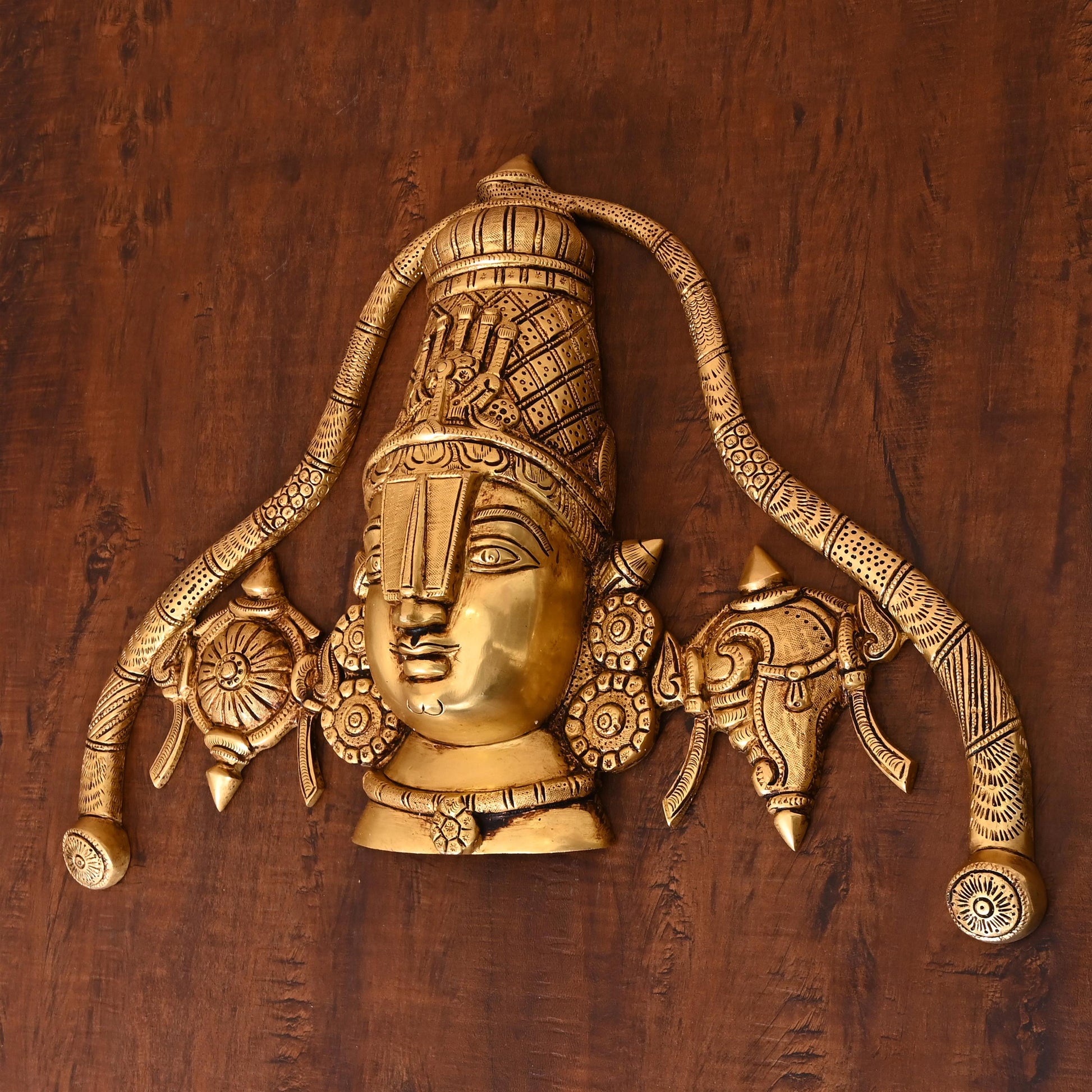 Brass Tirupati Balaji/Venkateshwar Face Wall Hanging (12 Inch)