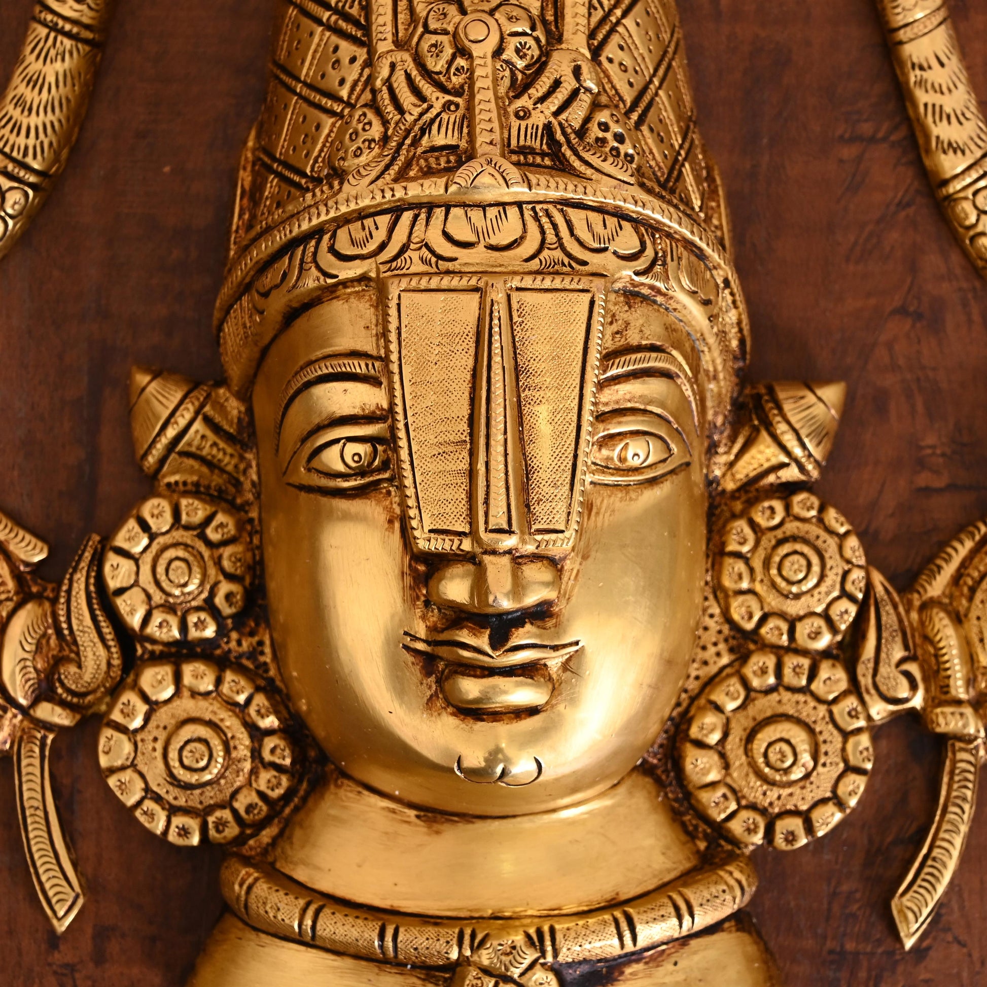 Brass Tirupati Balaji/Venkateshwar Face Wall Hanging (12 Inch)