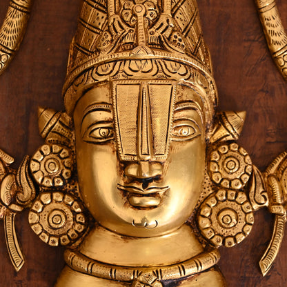 Brass Tirupati Balaji/Venkateshwar Face Wall Hanging (12 Inch)
