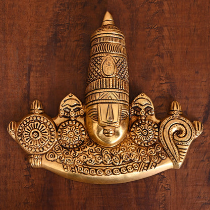 Brass Tirupati Balaji/Venkateshwar Face Wall Hanging (8 Inch)