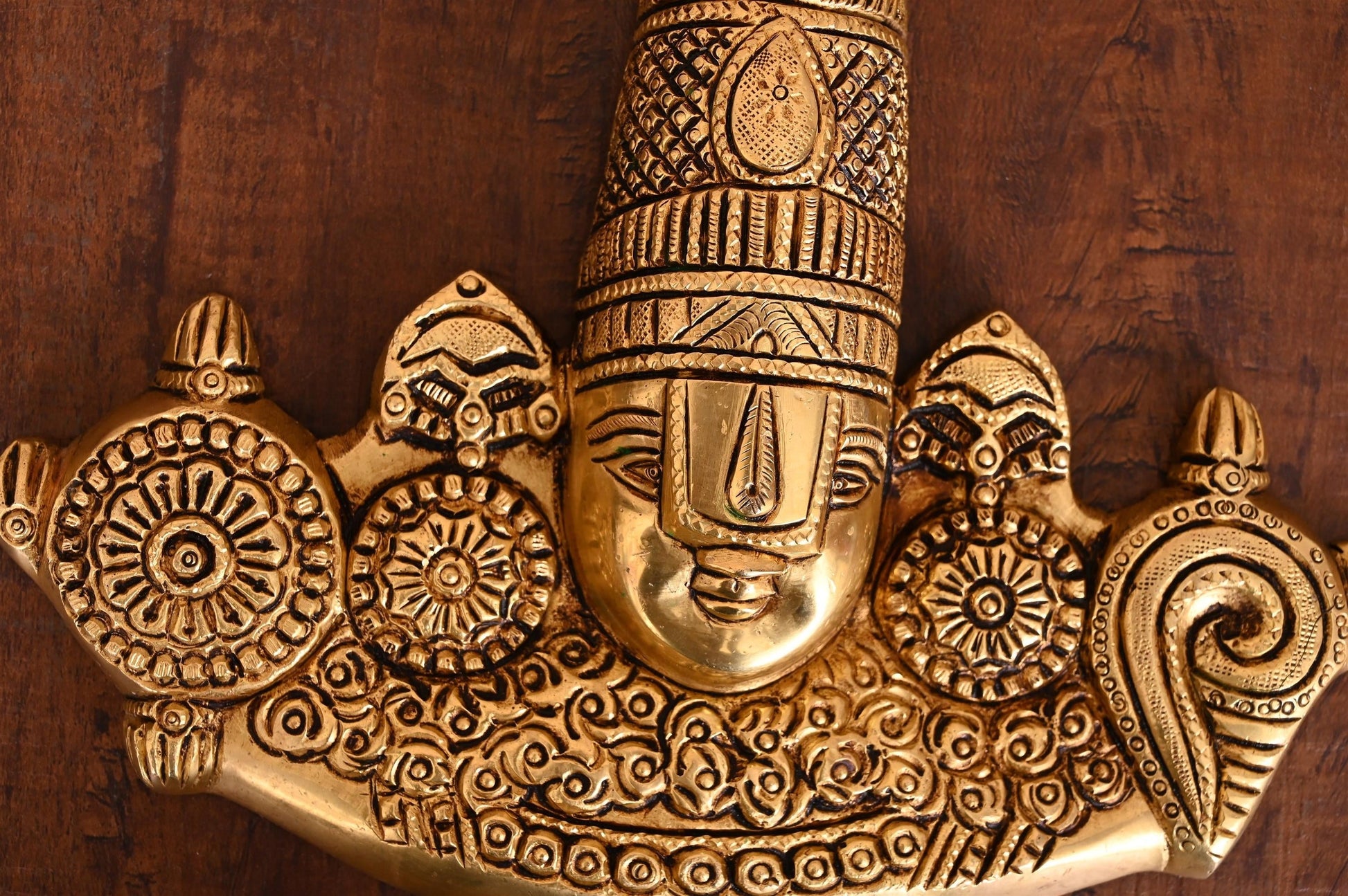 Brass Tirupati Balaji/Venkateshwar Face Wall Hanging (8 Inch)