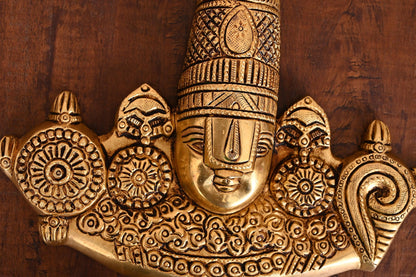 Brass Tirupati Balaji/Venkateshwar Face Wall Hanging (8 Inch)