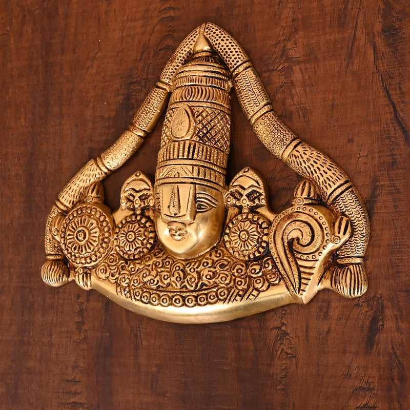 Brass Tirupati Balaji/Venkateshwar Face Wall Hanging (8.5 Inch)