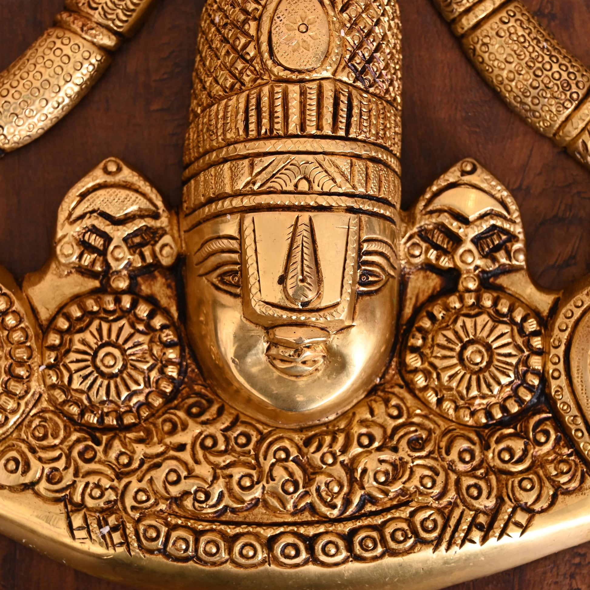 Brass Tirupati Balaji/Venkateshwar Face Wall Hanging (8.5 Inch)