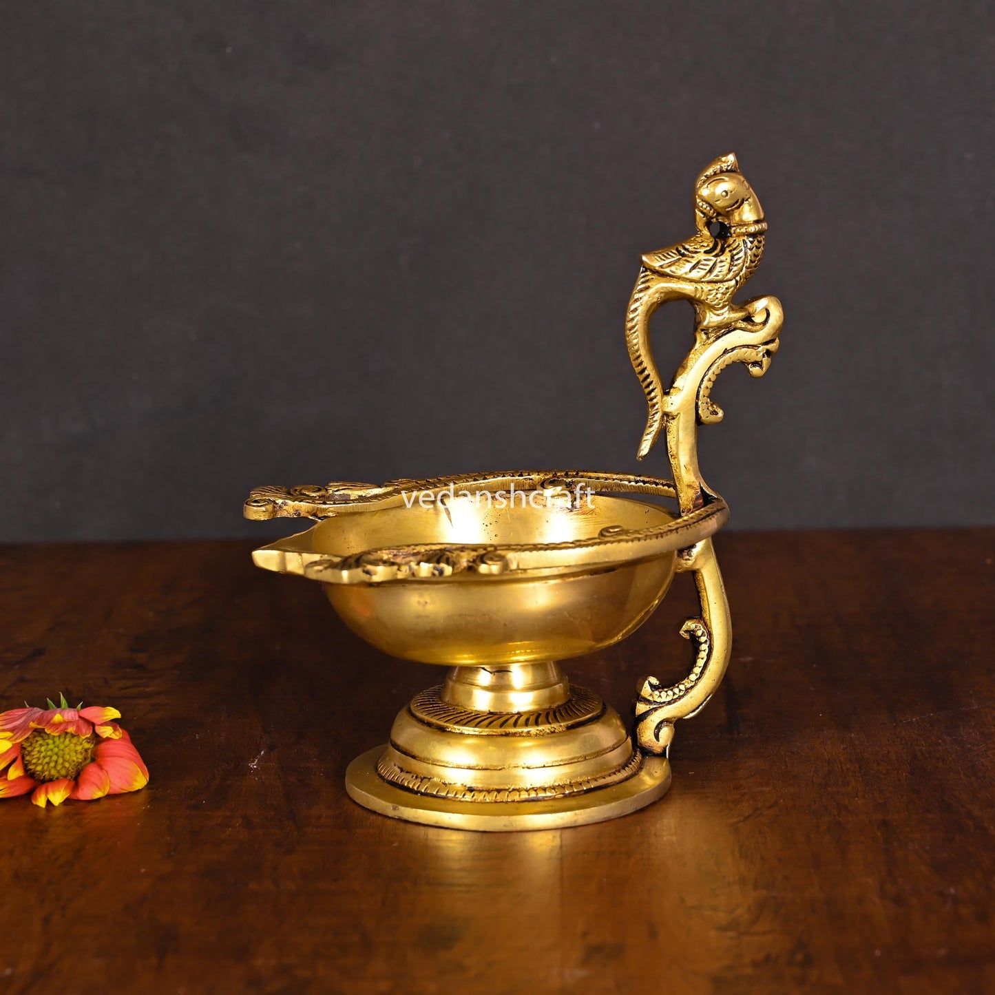 Brass Ethnic Peacock Diya/Lamp (6 Inch)