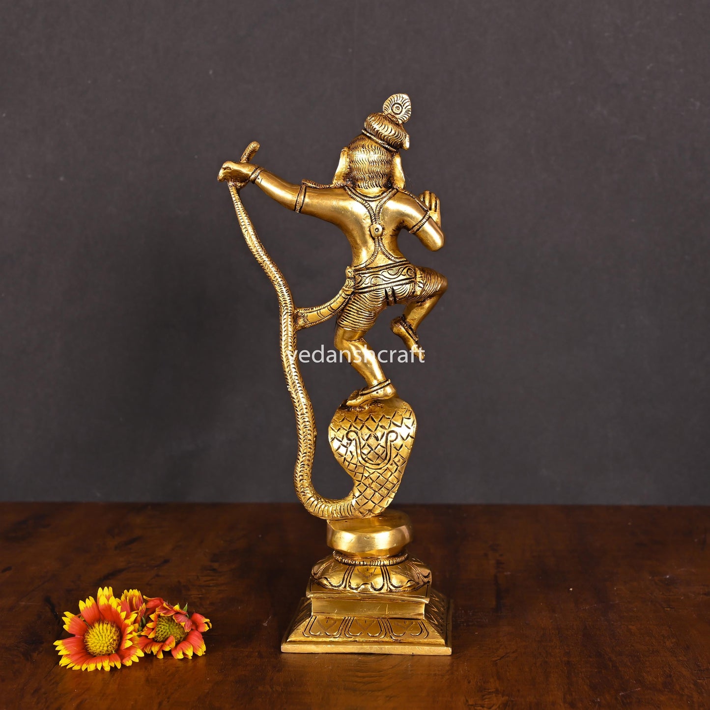 Brass Superfine Dancing Kalinga Krishna Statue (10.5")