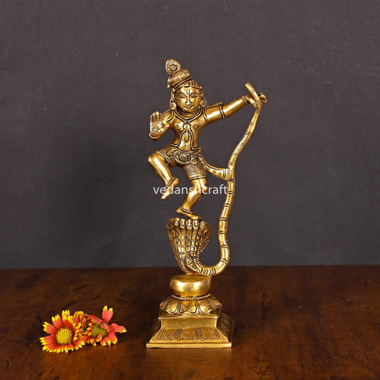 Brass Superfine Dancing Kalinga Krishna Statue (10.5")